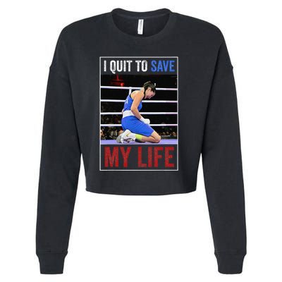 I Quit To Save My Life Carini Italian Boxer Women Boxing Cropped Pullover Crew