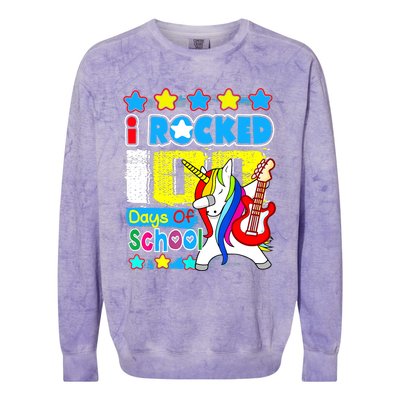 I Rocked 100 Days Of School 100th Day Guitar Music Gifts Colorblast Crewneck Sweatshirt