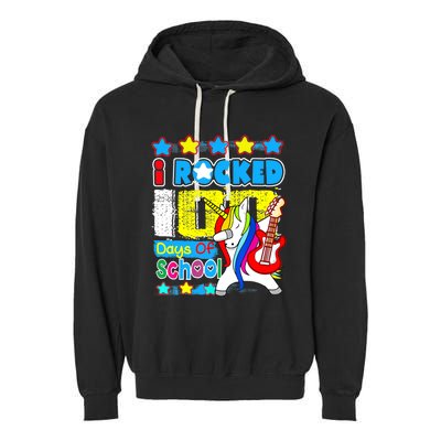 I Rocked 100 Days Of School 100th Day Guitar Music Gifts Garment-Dyed Fleece Hoodie