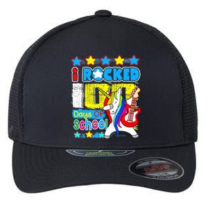 I Rocked 100 Days Of School 100th Day Guitar Music Gifts Flexfit Unipanel Trucker Cap