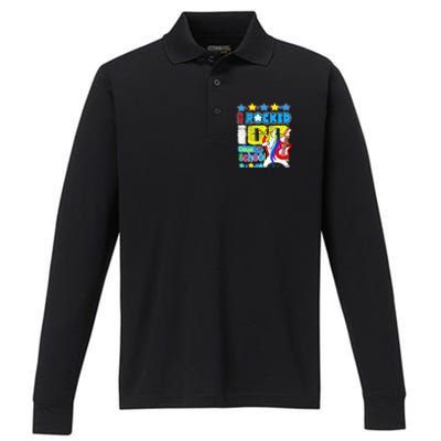 I Rocked 100 Days Of School 100th Day Guitar Music Gifts Performance Long Sleeve Polo