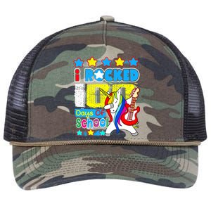 I Rocked 100 Days Of School 100th Day Guitar Music Gifts Retro Rope Trucker Hat Cap