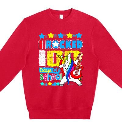 I Rocked 100 Days Of School 100th Day Guitar Music Gifts Premium Crewneck Sweatshirt