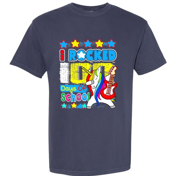 I Rocked 100 Days Of School 100th Day Guitar Music Gifts Garment-Dyed Heavyweight T-Shirt