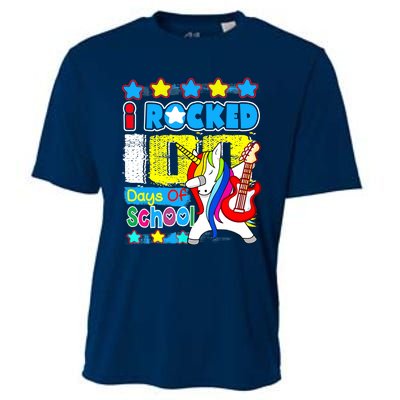 I Rocked 100 Days Of School 100th Day Guitar Music Gifts Cooling Performance Crew T-Shirt