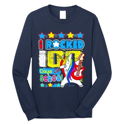 I Rocked 100 Days Of School 100th Day Guitar Music Gifts Long Sleeve Shirt