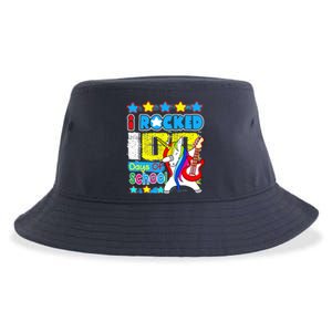 I Rocked 100 Days Of School 100th Day Guitar Music Gifts Sustainable Bucket Hat