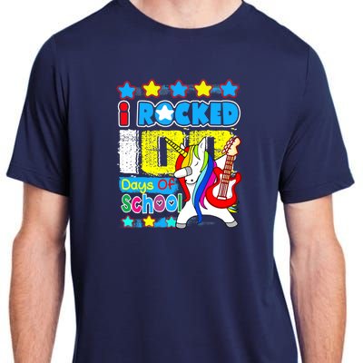 I Rocked 100 Days Of School 100th Day Guitar Music Gifts Adult ChromaSoft Performance T-Shirt