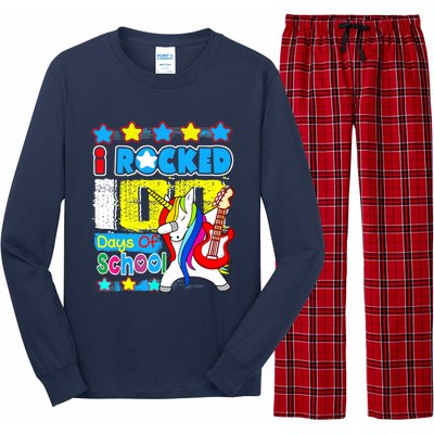 I Rocked 100 Days Of School 100th Day Guitar Music Gifts Long Sleeve Pajama Set