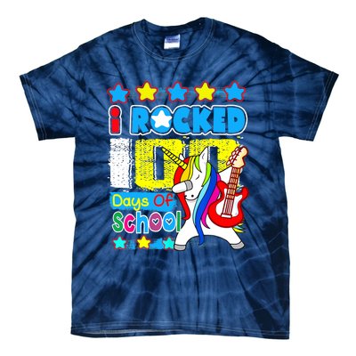 I Rocked 100 Days Of School 100th Day Guitar Music Gifts Tie-Dye T-Shirt