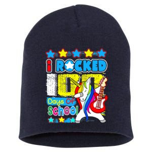 I Rocked 100 Days Of School 100th Day Guitar Music Gifts Short Acrylic Beanie