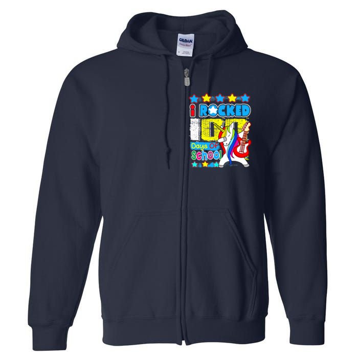 I Rocked 100 Days Of School 100th Day Guitar Music Gifts Full Zip Hoodie