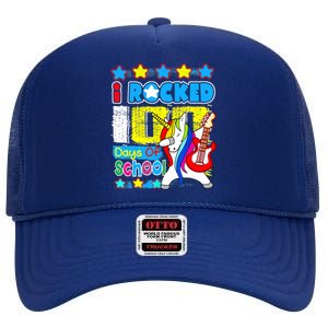 I Rocked 100 Days Of School 100th Day Guitar Music Gifts High Crown Mesh Back Trucker Hat