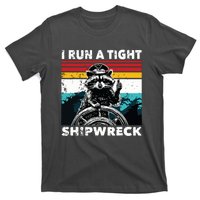 I Run A Tight Shipwreck Funny Raccoon Captain T-Shirt