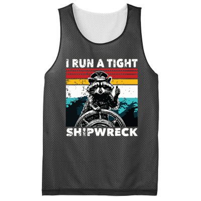 I Run A Tight Shipwreck Funny Raccoon Captain Mesh Reversible Basketball Jersey Tank