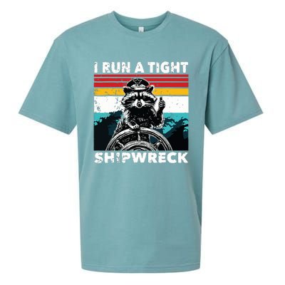 I Run A Tight Shipwreck Funny Raccoon Captain Sueded Cloud Jersey T-Shirt