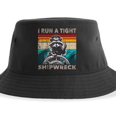 I Run A Tight Shipwreck Funny Raccoon Captain Sustainable Bucket Hat