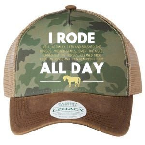 I Rode All Day Horse Riding Funny Horse Gift Legacy Tie Dye Trucker Hat