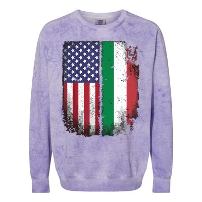 Italian Roots American Born Italia Usa Flag America Italy Colorblast Crewneck Sweatshirt