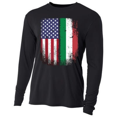 Italian Roots American Born Italia Usa Flag America Italy Cooling Performance Long Sleeve Crew