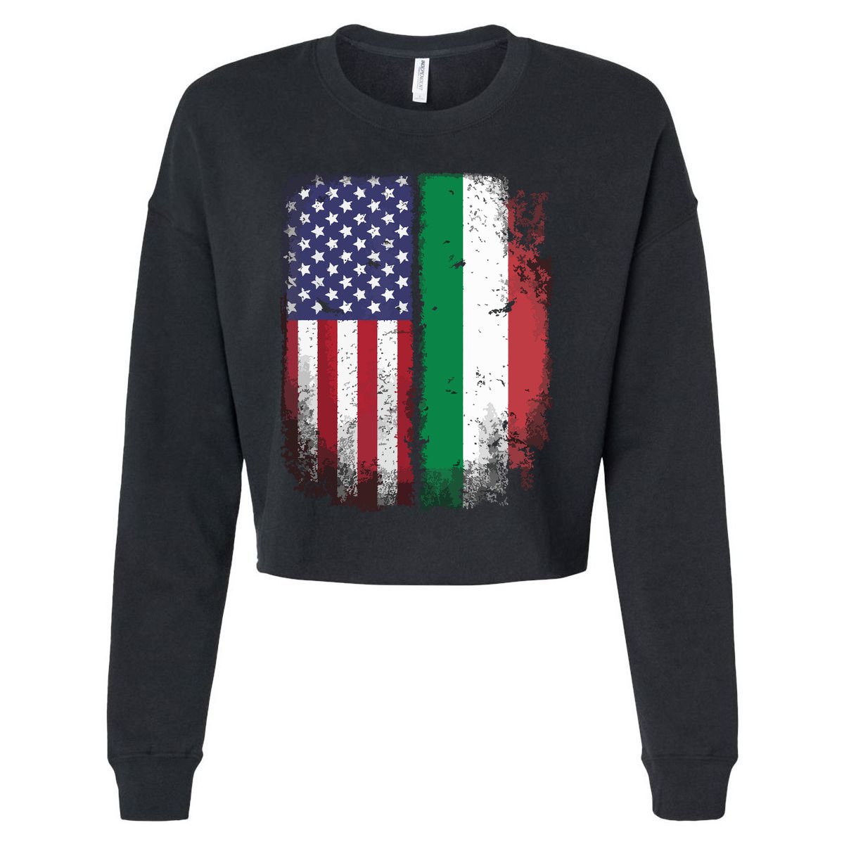 Italian Roots American Born Italia Usa Flag America Italy Cropped Pullover Crew
