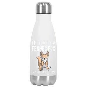 Im Really A Fennec Fox In A Hu Costume Halloween Funny Gift Stainless Steel Insulated Water Bottle