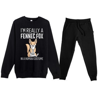 Im Really A Fennec Fox In A Human Costume Halloween Cute Premium Crewneck Sweatsuit Set