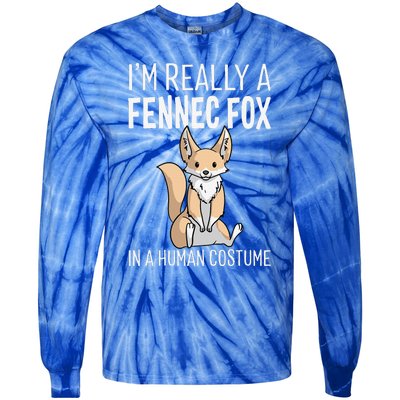 Im Really A Fennec Fox In A Human Costume Halloween Cute Tie-Dye Long Sleeve Shirt