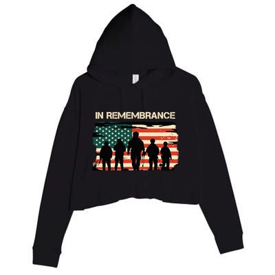 In Remembrance American Flag Usa Crop Fleece Hoodie