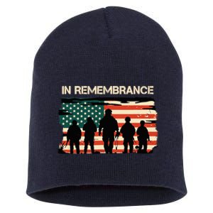 In Remembrance American Flag Usa Short Acrylic Beanie