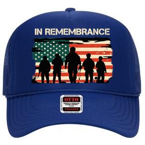 In Remembrance American Flag Usa High Crown Mesh Back Trucker Hat