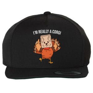 I'm Really A Corgi Thanksgiving Turkey Fake Corgi Dog Wool Snapback Cap