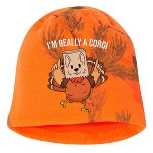 I'm Really A Corgi Thanksgiving Turkey Fake Corgi Dog Kati - Camo Knit Beanie