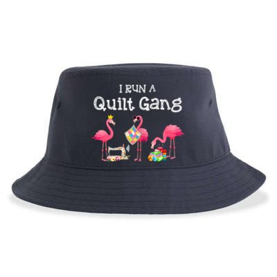 I Run A Quilt Gang Funny Quilting Sustainable Bucket Hat