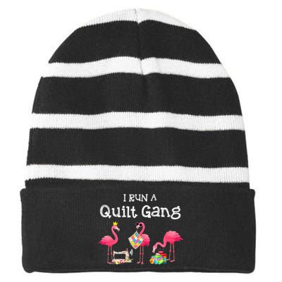 I run a quilt gang funny quilting Striped Beanie with Solid Band