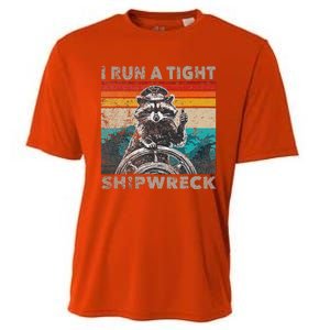 I Run A Ight Shipwreck Raccoon Captain Cooling Performance Crew T-Shirt