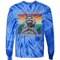 I Run A Ight Shipwreck Raccoon Captain Tie-Dye Long Sleeve Shirt