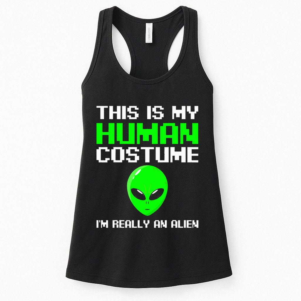 I’M Really An Alien Costume Women Scary Weird Halloween Womens Tank Top