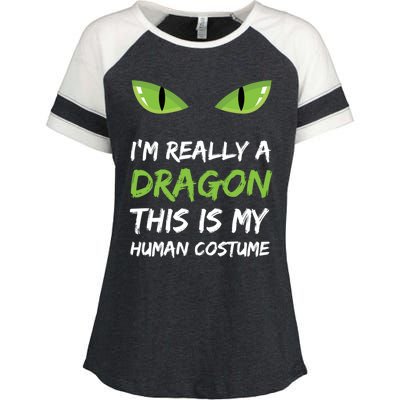 IM Really A Dragon This Is My Hu Costume Gift Cute Enza Ladies Jersey Colorblock Tee