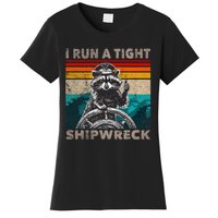 I Run A Tight Shipwreck Funny Raccoon Captain Vintage Women's T-Shirt