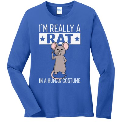 Im Really A Rat In A Human Costume Halloween Funny Ladies Long Sleeve Shirt