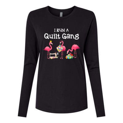 I Run A Quilt Gang Funny Quilting Womens Cotton Relaxed Long Sleeve T-Shirt