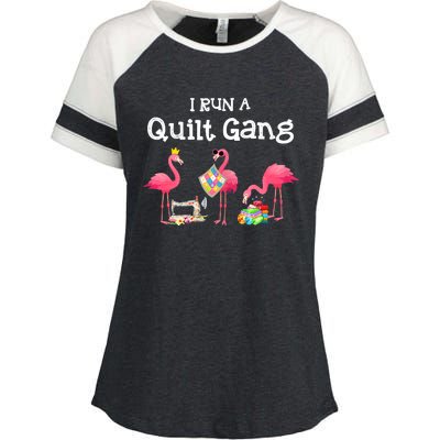 I Run A Quilt Gang Funny Quilting Enza Ladies Jersey Colorblock Tee