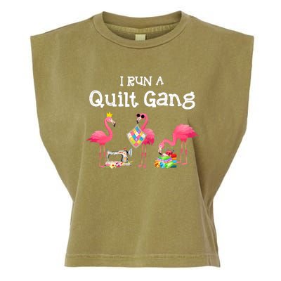 I Run A Quilt Gang Funny Quilting Garment-Dyed Women's Muscle Tee