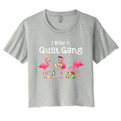 I Run A Quilt Gang Funny Quilting Women's Crop Top Tee