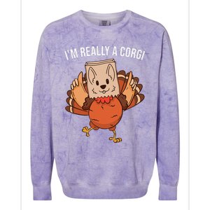 I'm Really A Corgi Thanksgiving Turkey Fake Corgi Dog Colorblast Crewneck Sweatshirt