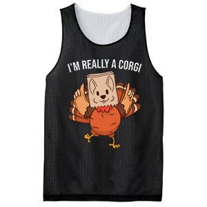 I'm Really A Corgi Thanksgiving Turkey Fake Corgi Dog Mesh Reversible Basketball Jersey Tank