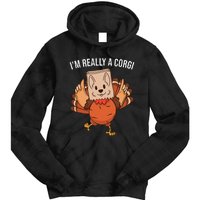 I'm Really A Corgi Thanksgiving Turkey Fake Corgi Dog Tie Dye Hoodie