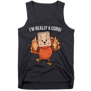 I'm Really A Corgi Thanksgiving Turkey Fake Corgi Dog Tank Top