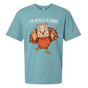 I'm Really A Corgi Thanksgiving Turkey Fake Corgi Dog Sueded Cloud Jersey T-Shirt